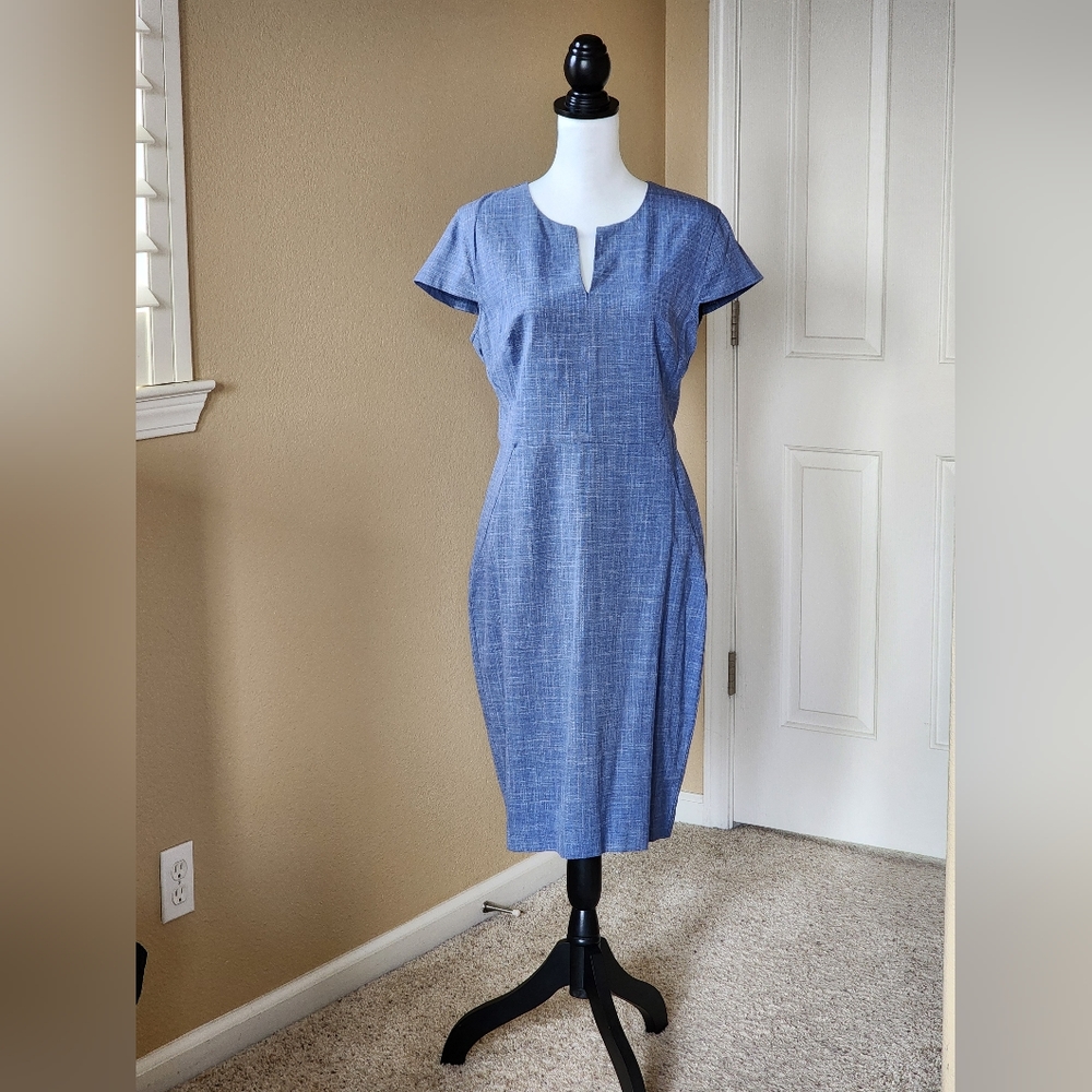 💙 Banana Republic Split Neck Sheath Dress 🆕NWT🆕